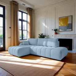 Narożnik Hobro z funkcją spania lewy      błękitny Lambi 16