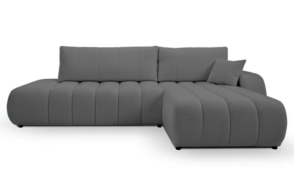 Narożnik Hobro z funkcją spania prawy szary ciemny Lambi 12