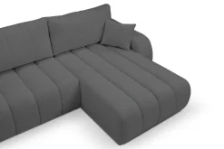 Narożnik Hobro z funkcją spania prawy     szary ciemny Lambi 12