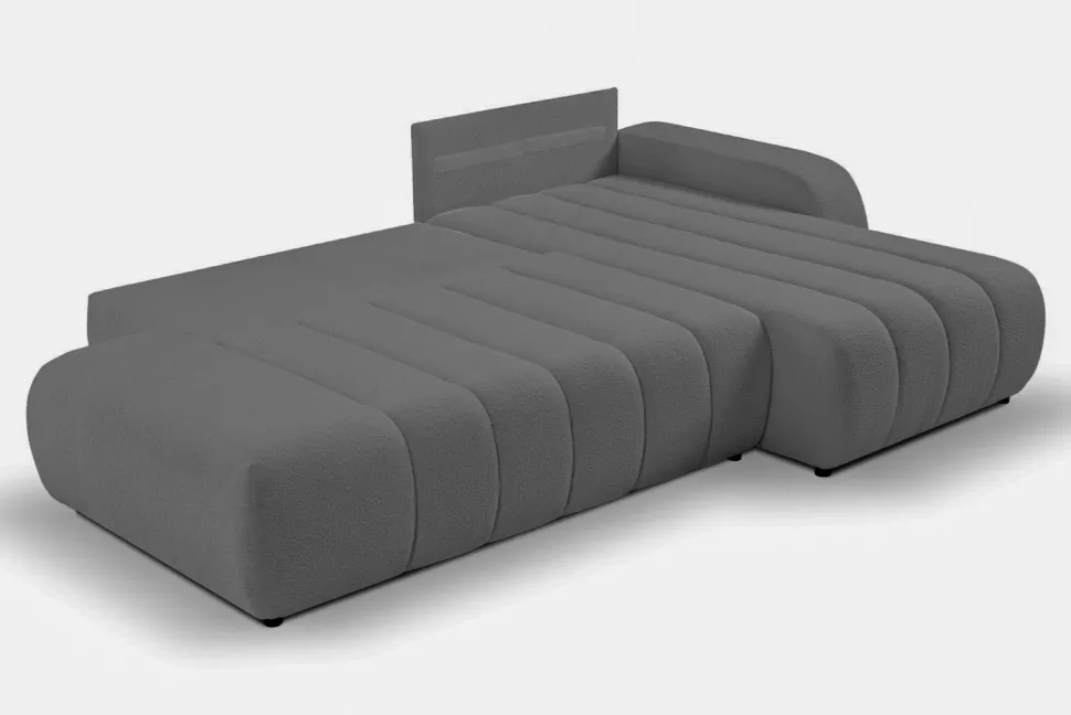 Narożnik Hobro z funkcją spania prawy szary ciemny Lambi 12