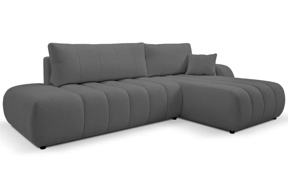 Narożnik Hobro z funkcją spania prawy szary ciemny Lambi 12