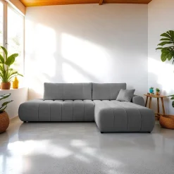 Narożnik Hobro z funkcją spania prawy szary ciemny Lambi 12