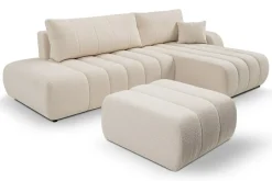 Narożnik Hobro z funkcją spania prawy kremowy Lambi 8