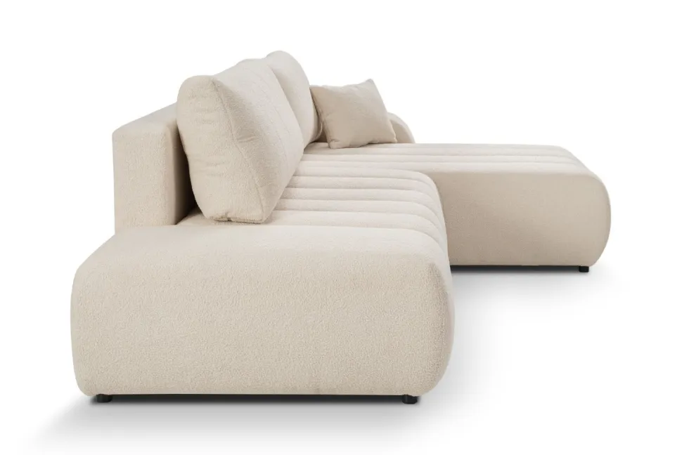 Narożnik Hobro z funkcją spania prawy kremowy Lambi 8