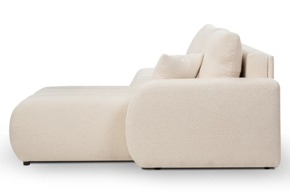 Narożnik Hobro z funkcją spania prawy kremowy Lambi 8