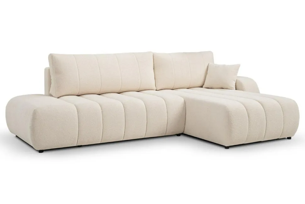 Narożnik Hobro z funkcją spania prawy kremowy Lambi 8