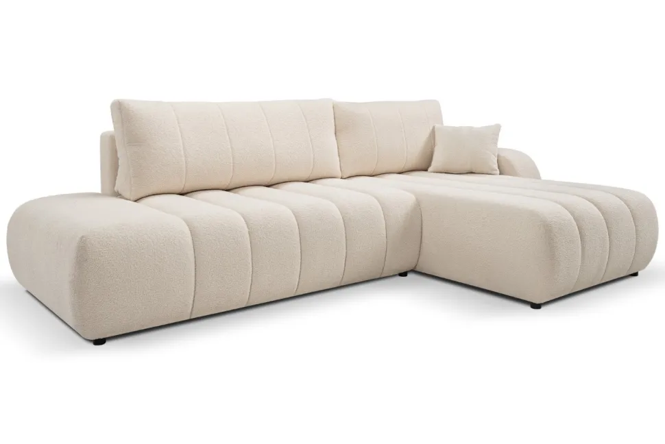 Narożnik Hobro z funkcją spania prawy kremowy Lambi 8