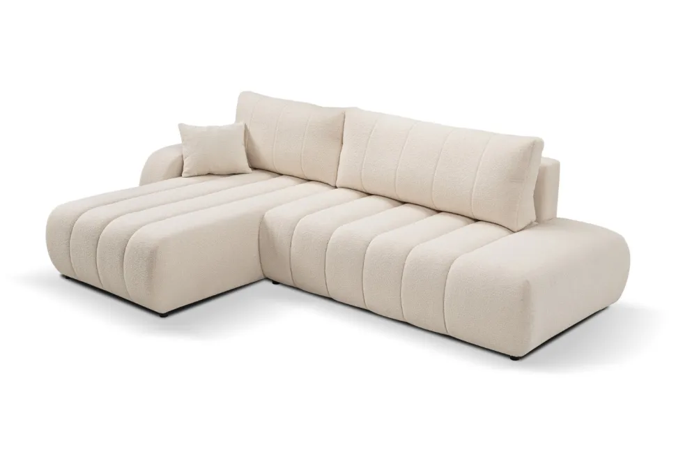 Narożnik Hobro z funkcją spania lewy kremowy Lambi 8