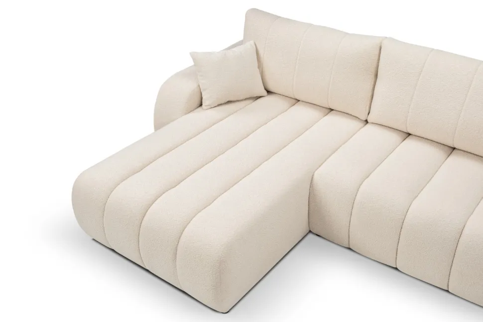 Narożnik Hobro z funkcją spania lewy kremowy Lambi 8