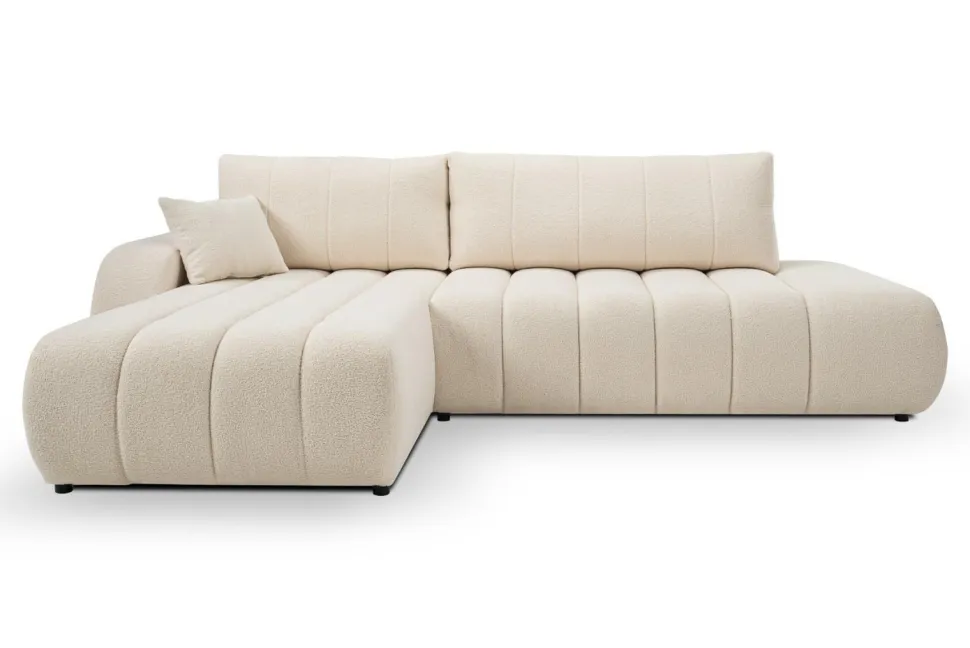 Narożnik Hobro z funkcją spania lewy kremowy Lambi 8