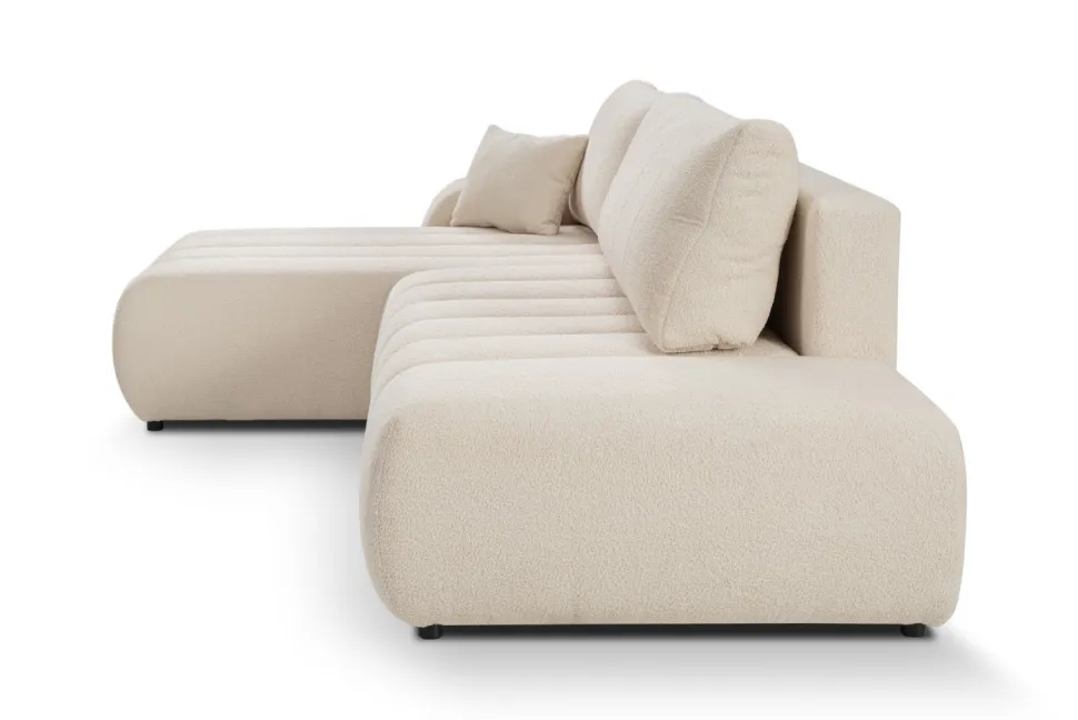 Narożnik Hobro z funkcją spania lewy kremowy Lambi 8