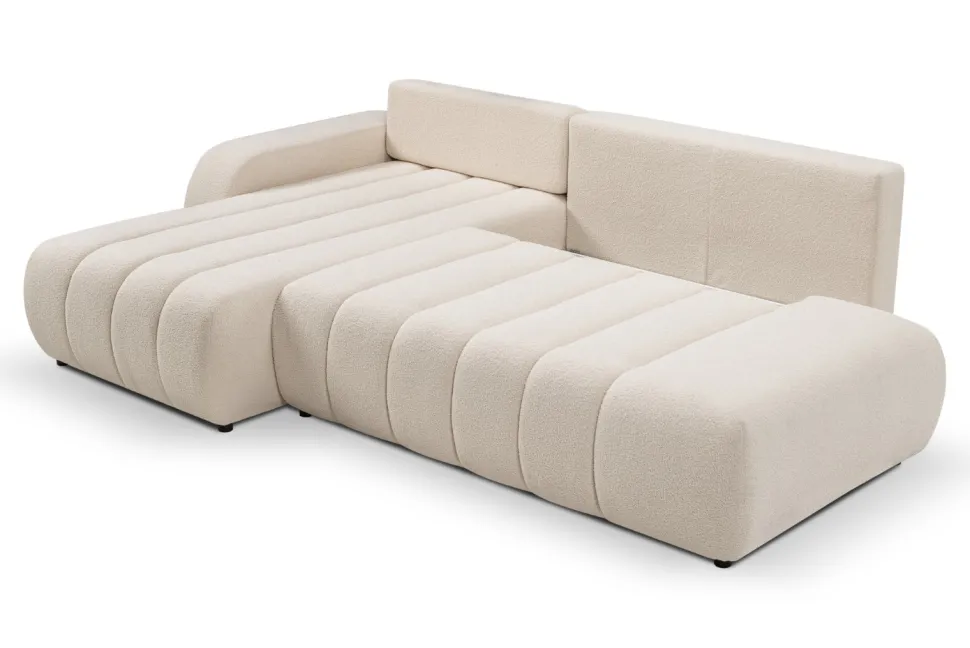 Narożnik Hobro z funkcją spania lewy kremowy Lambi 8