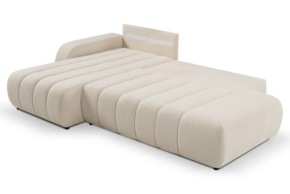 Narożnik Hobro z funkcją spania lewy kremowy Lambi 8