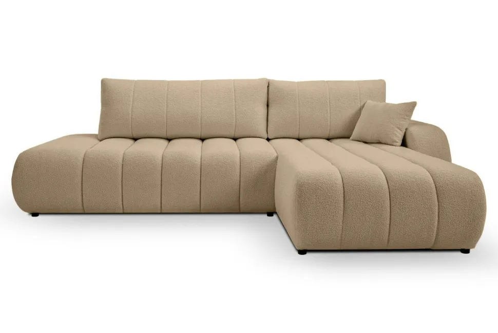 Narożnik Hobro z funkcją spania prawy beżowy ciemny Lambi 6