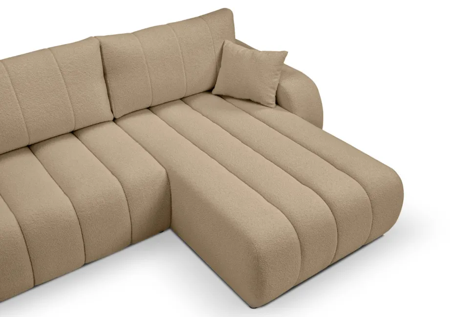 Narożnik Hobro z funkcją spania prawy beżowy ciemny Lambi 6