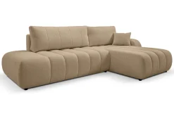 Narożnik Hobro z funkcją spania prawy beżowy ciemny Lambi 6