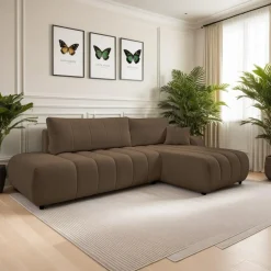 Narożnik Hobro z funkcją spania prawy     brązowy Lambi 4