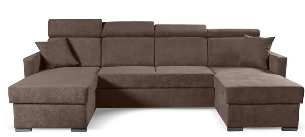 Narożnik Mils U z funkcją spania brązowy tkanina Soro 28