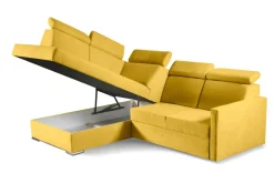 Narożnik Mils XL lewostronny z funkcją    spania musztardowy tkanina Soro 40