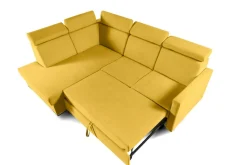 Narożnik Mils XL lewostronny z funkcją    spania musztardowy tkanina Soro 40