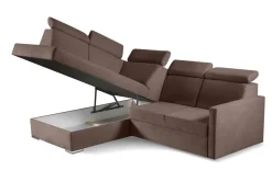 Narożnik Mils XL lewostronny z funkcją    spania brązowy tkanina Soro 28