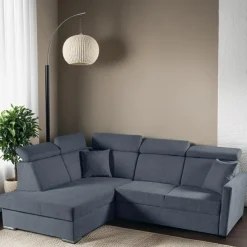 Narożnik Mils XL lewostronny z funkcją    spania szary granat tkanina Soro 97