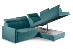 Narożnik Mils XL prawostronny z funkcją   spania morski tkanina Soro 86