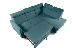 Narożnik Mils XL prawostronny z funkcją   spania morski tkanina Soro 86