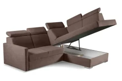 Narożnik Mils XL prawostronny z funkcją   spania brązowy tkanina Soro 28