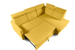 Narożnik Mils XL prawostronny z funkcją   spania musztardowy tkanina Soro 40