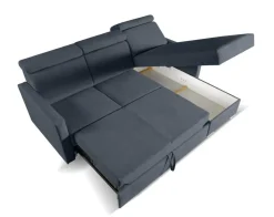 Narożnik Mils z funkcją spania szary granat tkanina Soro 97