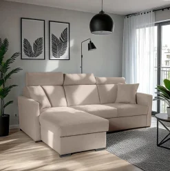 Narożnik Mils z funkcją spania beżowy     tkanina Soro 23