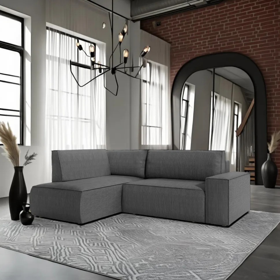 Narożnik Molde L lewy sztruks szary ciemny Poso 60