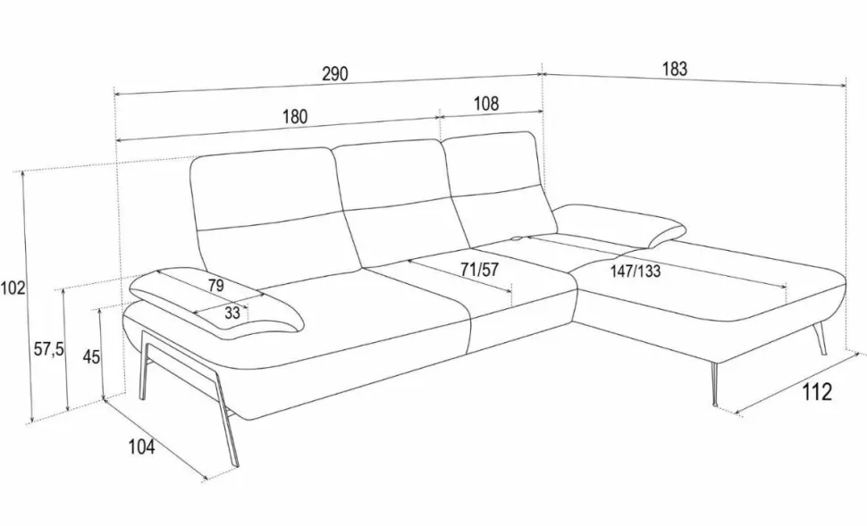 Narożnik Rasmus szary jasny prawy Perfect Harmony 04 GR3