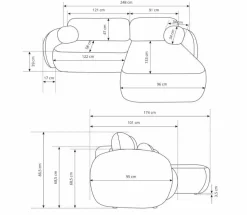 Narożnik Salby z funkcją spania lewy      biały Sicuro 60
