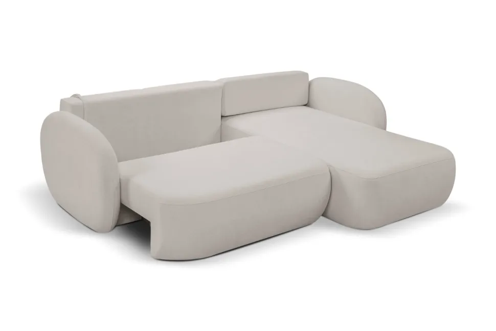 Narożnik Salby z funkcją spania prawy szary jasny Sicuro 65