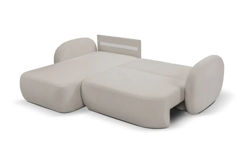 Narożnik Salby z funkcją spania lewy szary jasny Sicuro 65