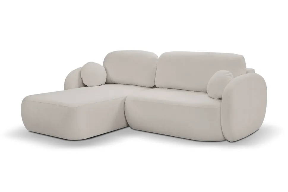 Narożnik Salby z funkcją spania lewy szary jasny Sicuro 65