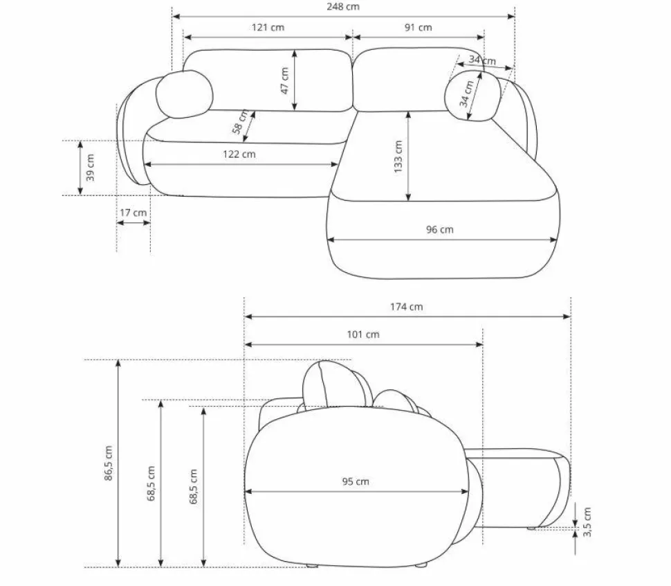 Narożnik Salby z funkcją spania lewy antracytowa Sicuro 80