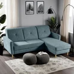 Narożnik Scandi z funkcją spania          niebieska Diosa 75