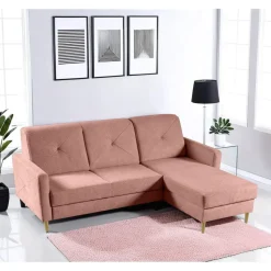 Narożnik Scandi z funkcją spania różowa   Diosa 60