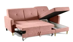 Narożnik Scandi z funkcją spania różowa   Diosa 60