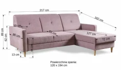 Narożnik Scandi z funkcją spania różowa   Diosa 60