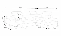 Narożnik Silvo L prawy szary Vogue 16