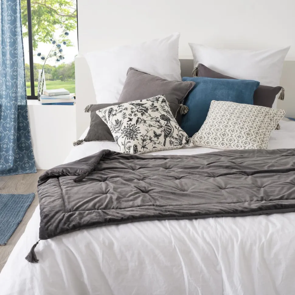 Narzuta 80 x 180 cm aksamitna szara