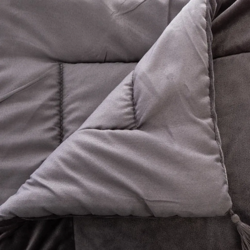 Narzuta 80 x 180 cm aksamitna szara