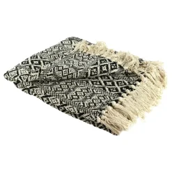 Narzuta na łóżko Etniczna 120x150cm czarno-biała