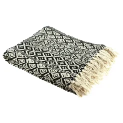 Narzuta na łóżko Etniczna 120x150cm  czarno-biała