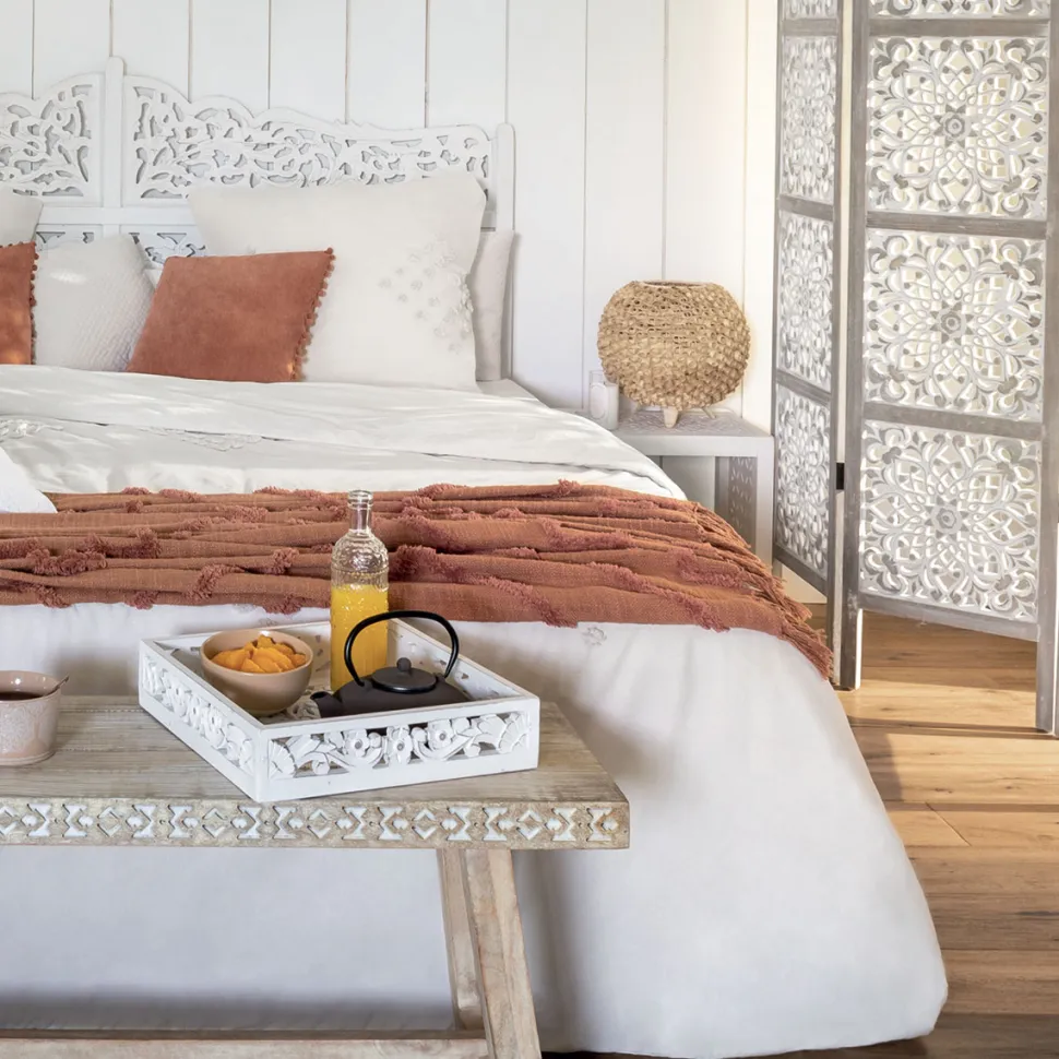 Narzuta na łóżko Inca 130 x 180 cm terakota bawełna pikowana