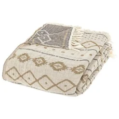 Narzuta na łóżko Mirohia 260x240 cm brązowa/beżowa